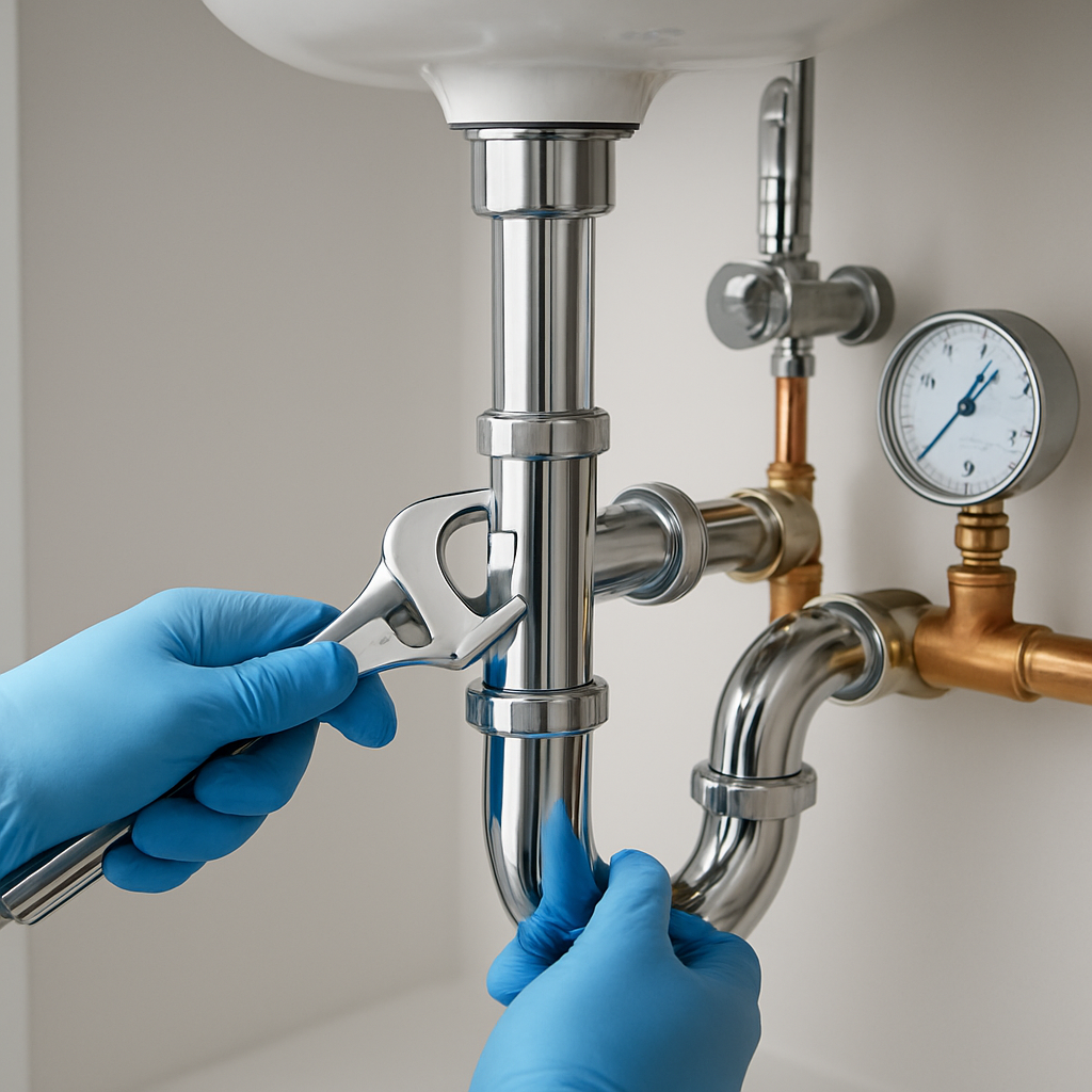 Professional plumber at work