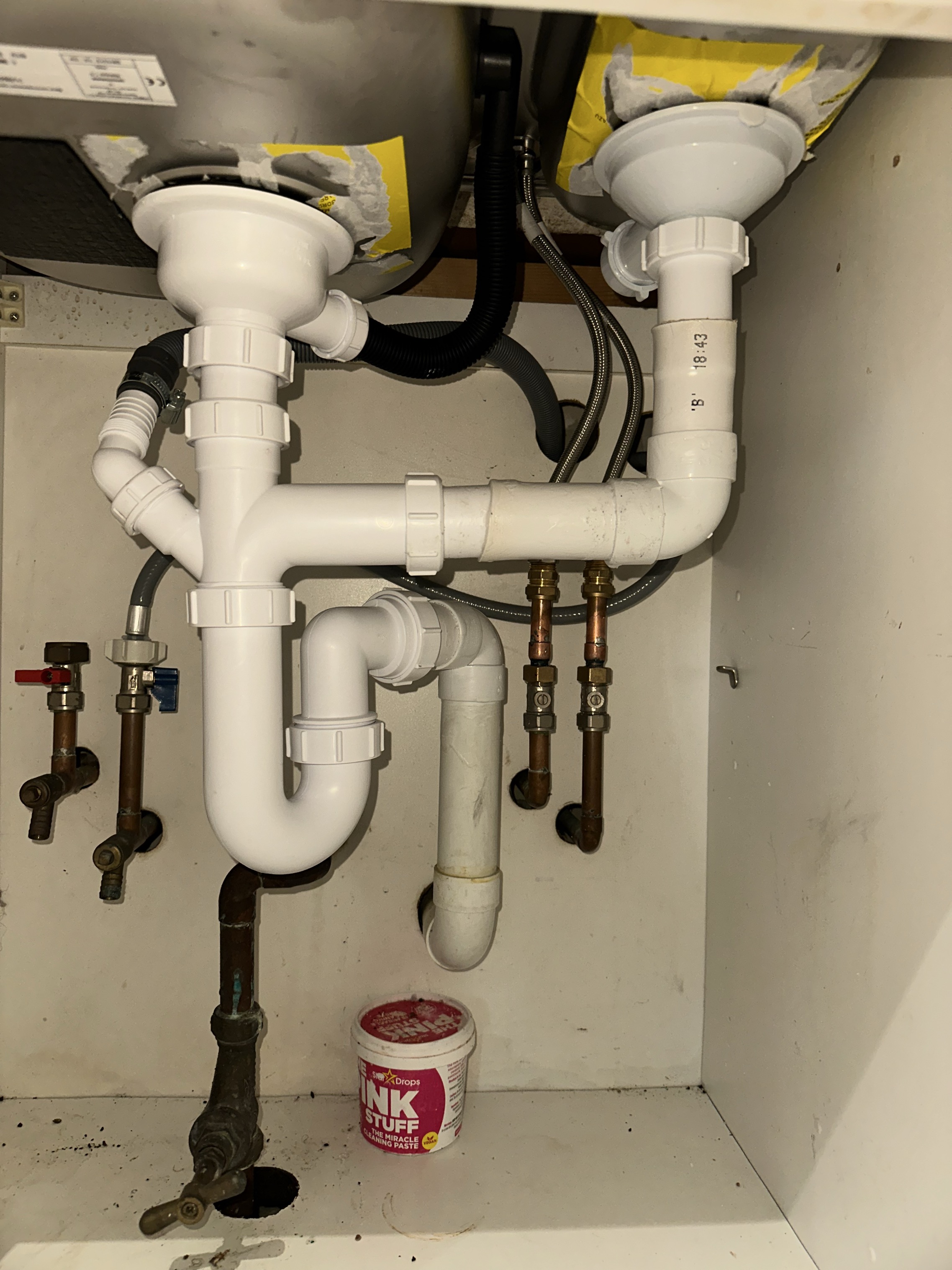 Double Sink Waste & Supply Install
